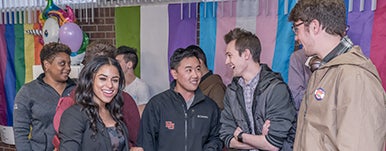 students at a pride event