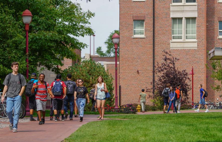 students walking on camus