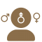 person with male, female and androgynous symbols near their head