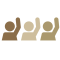 3 students raising their hands